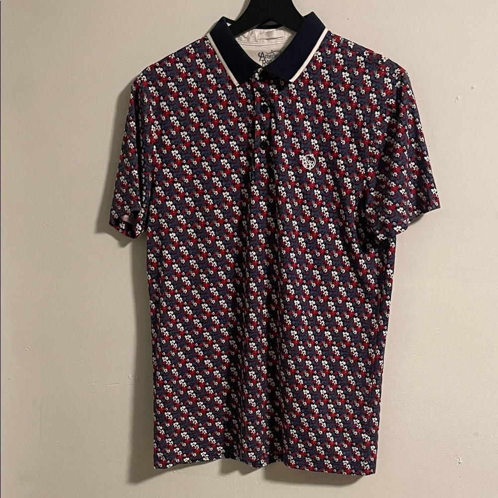 American Rag Navy and Red Patterned Polo Shirt